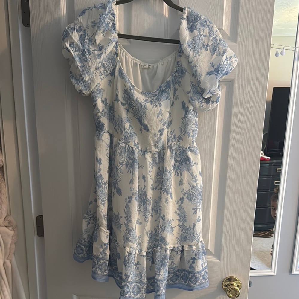 Blu Pepper Blue and White Floral Dress